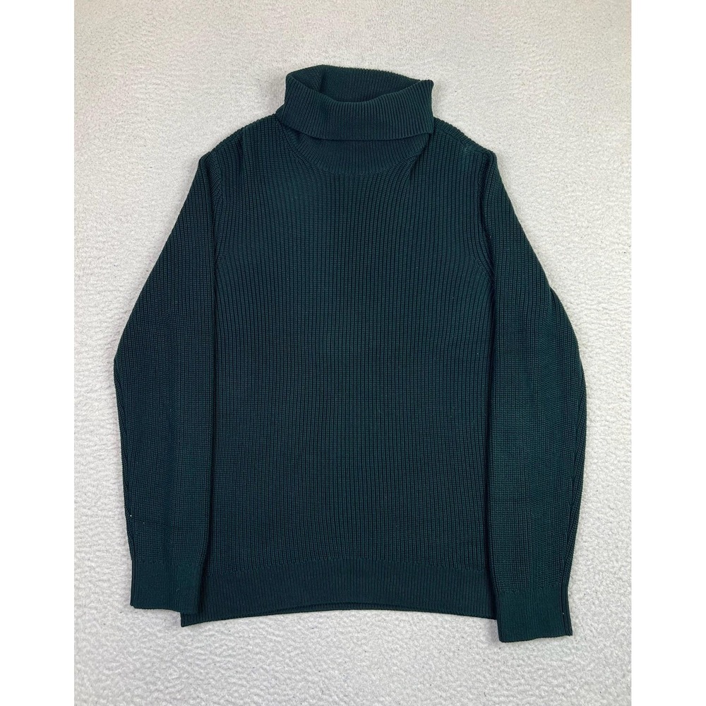 HM Mens Large Dark Green Turtleneck Rib Knit Pullover Sweater 0656491